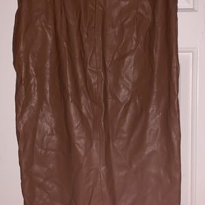 Brown leather skirt